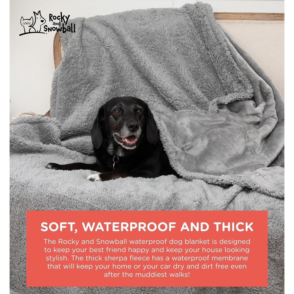 Waterproof Dog Blanket Sherpa Large XL Pet Couch Cover Washable 60x80 - Picture 2 of 7
